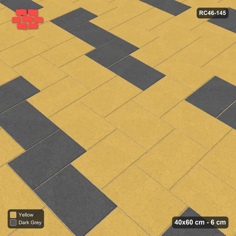 Interlock (Pasco) 40x60 cm · RC46-145 · Stepped Herringbone (3:2), Accent Course Every 4th · Side view Interlock (Pasco) 40x60 cm · RC46-145 · Stepped Herringbone (3:2), Accent Course Every 4th · Side view