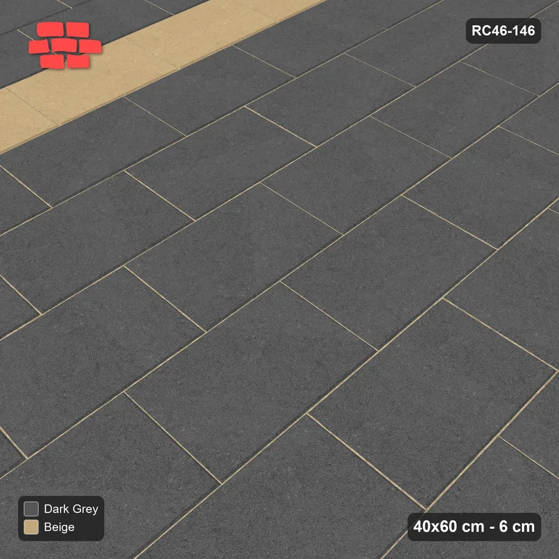 Interlock (Pasco) 40x60 cm · RC46-146 · Vertical Running Bond 1/2, Twin Feature Courses · Side view Interlock (Pasco) 40x60 cm · RC46-146 · Vertical Running Bond 1/2, Twin Feature Courses · Side view