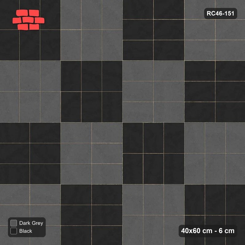 Interlock (Pasco) 40x60 cm · RC46-151 · Double Basketweave, Checker · Top view Interlock (Pasco) 40x60 cm · RC46-151 · Double Basketweave, Checker · Top view