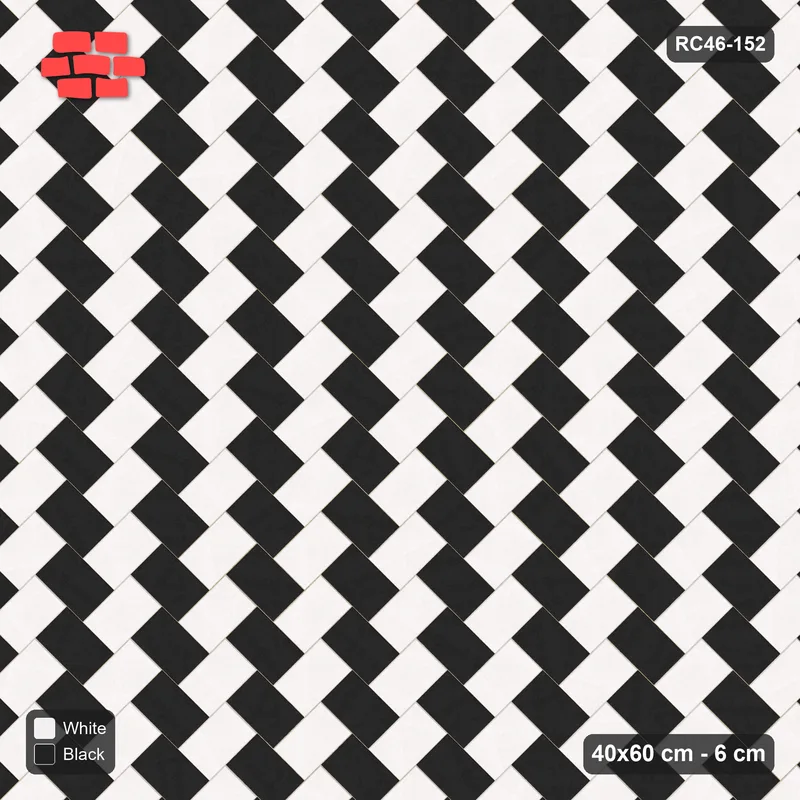 Interlock (Pasco) 40x60 cm · RC46-152 · Stepped Chevron (3:2), Two-Tone Weave · Top view Interlock (Pasco) 40x60 cm · RC46-152 · Stepped Chevron (3:2), Two-Tone Weave · Top view