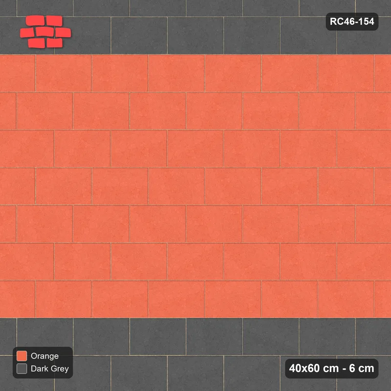 Interlock (Pasco) 40x60 cm · RC46-154 · Running Bond 1/3, Wide Accent Edge · Top view Interlock (Pasco) 40x60 cm · RC46-154 · Running Bond 1/3, Wide Accent Edge · Top view