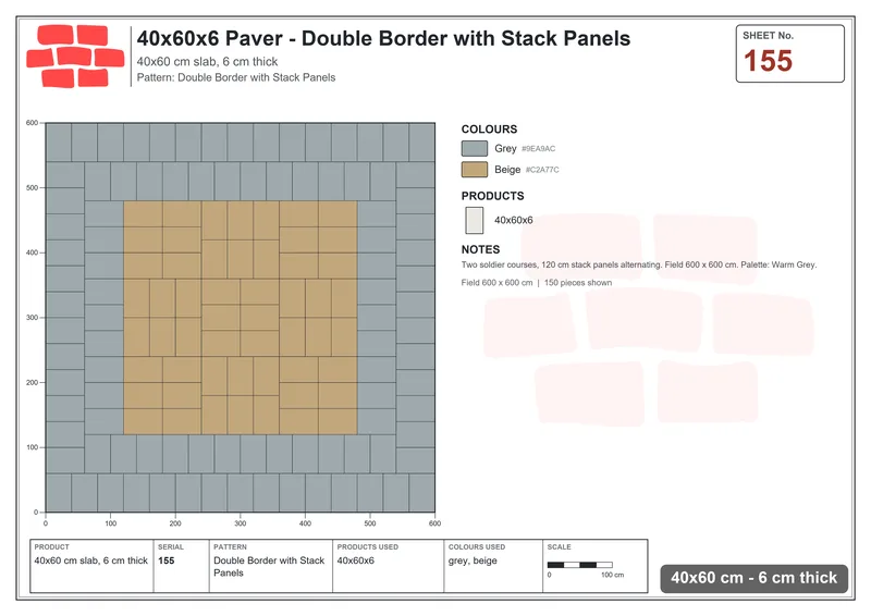 Interlock (Pasco) 40x60 cm · RC46-155 · Double Border with Stack Panels · Laying plan Interlock (Pasco) 40x60 cm · RC46-155 · Double Border with Stack Panels · Laying plan