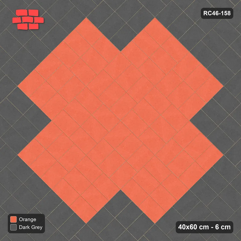 Interlock (Pasco) 40x60 cm · RC46-158 · Diagonal Parquet, Accent Edge Course · Top view Interlock (Pasco) 40x60 cm · RC46-158 · Diagonal Parquet, Accent Edge Course · Top view