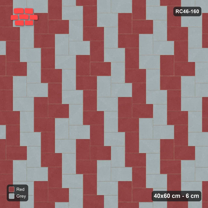 Interlock (Pasco) 40x60 cm · RC46-160 · Stepped Herringbone (3:2), Zigzag Stripes · Top view Interlock (Pasco) 40x60 cm · RC46-160 · Stepped Herringbone (3:2), Zigzag Stripes · Top view