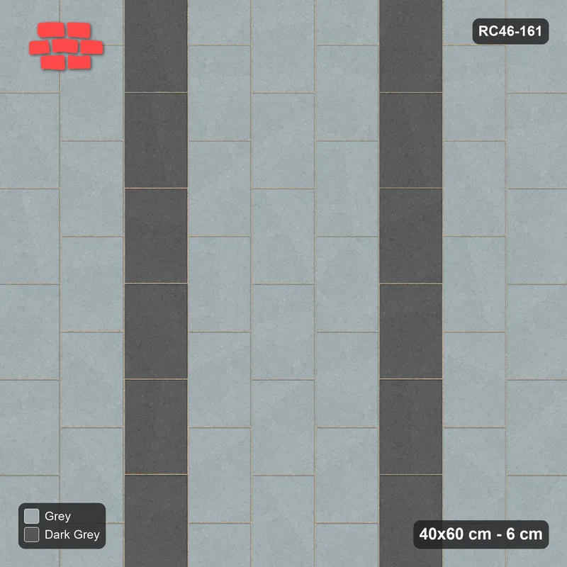 Interlock (Pasco) 40x60 cm · RC46-161 · Vertical Running Bond 1/2, Accent Course Every 4th · Top view Interlock (Pasco) 40x60 cm · RC46-161 · Vertical Running Bond 1/2, Accent Course Every 4th · Top view