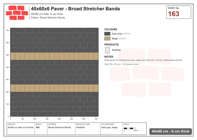 Interlock (Pasco) 40x60 cm · RC46-163 · Broad Stretcher Bands · Laying plan Interlock (Pasco) 40x60 cm · RC46-163 · Broad Stretcher Bands · Laying plan