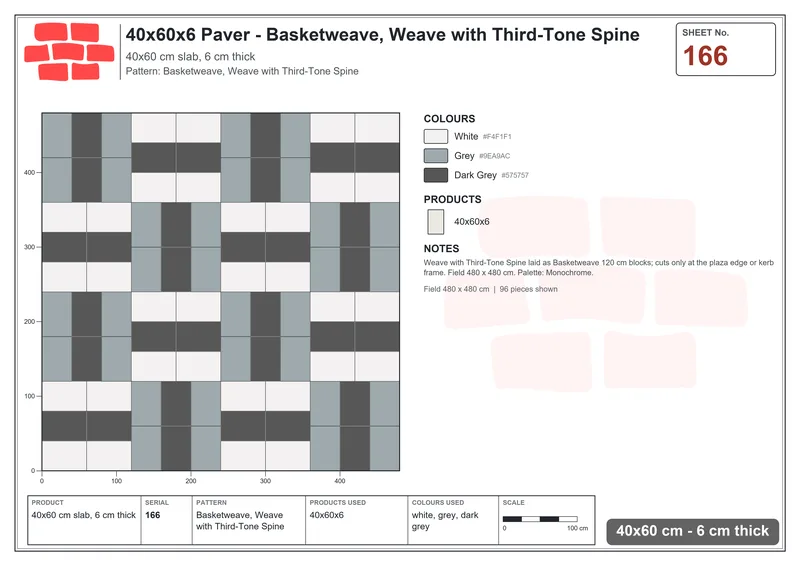 Interlock (Pasco) 40x60 cm · RC46-166 · Basketweave, Weave with Third-Tone Spine · Laying plan Interlock (Pasco) 40x60 cm · RC46-166 · Basketweave, Weave with Third-Tone Spine · Laying plan
