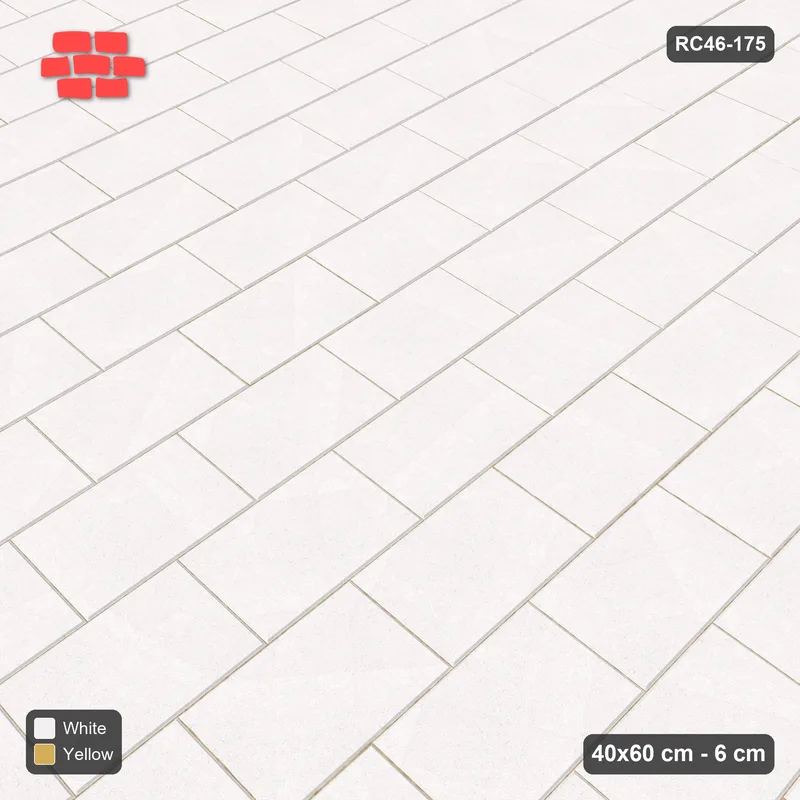 Interlock (Pasco) 40x60 cm · RC46-175 · Vertical Running Bond 1/2, Single Tone in 30F Kerb Frame · Side view Interlock (Pasco) 40x60 cm · RC46-175 · Vertical Running Bond 1/2, Single Tone in 30F Kerb Frame · Side view