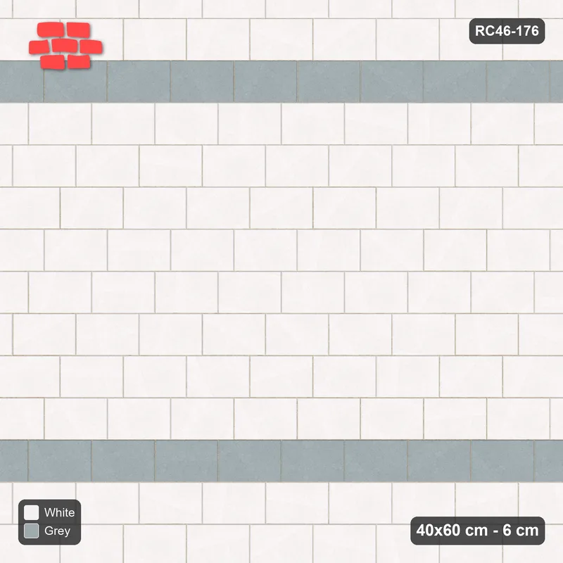 Interlock (Pasco) 40x60 cm · RC46-176 · Running Bond 1/4, Twin Feature Courses · Top view Interlock (Pasco) 40x60 cm · RC46-176 · Running Bond 1/4, Twin Feature Courses · Top view