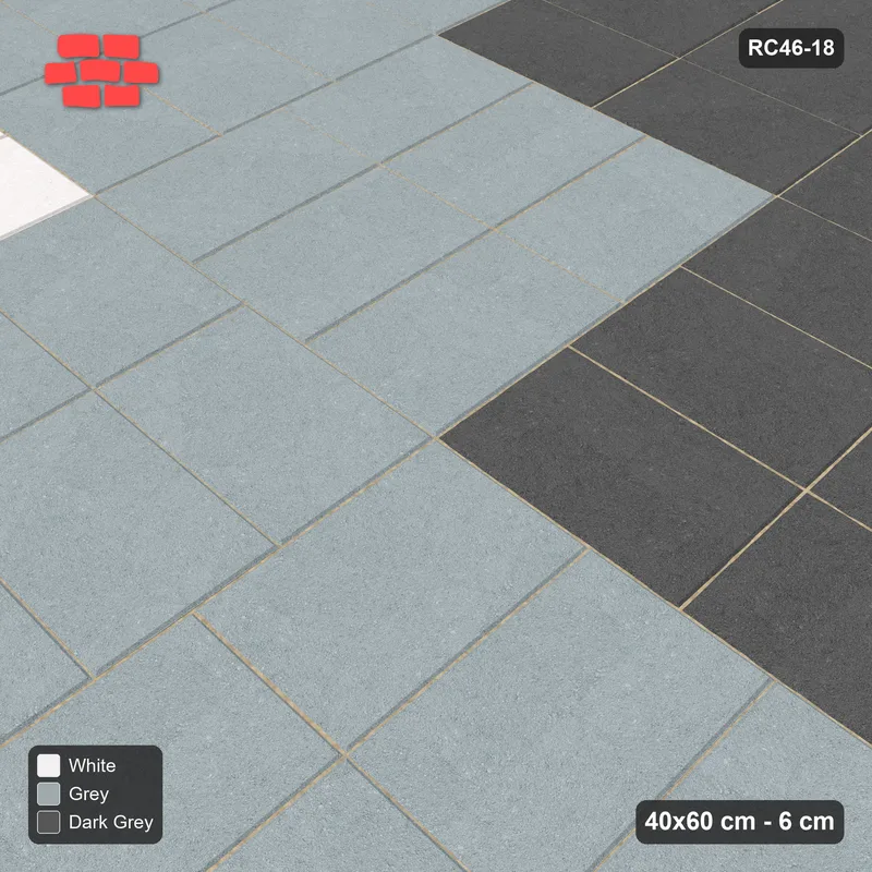 Interlock (Pasco) 40x60 cm · RC46-18 · Panel parquet of stack blocks · Side view Interlock (Pasco) 40x60 cm · RC46-18 · Panel parquet of stack blocks · Side view