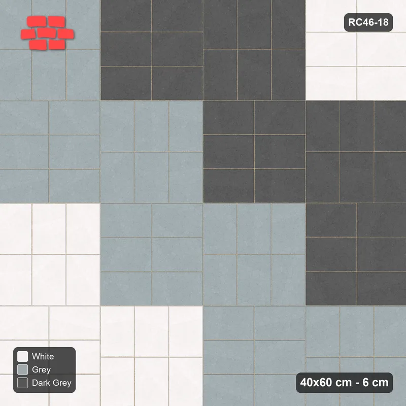 Interlock (Pasco) 40x60 cm · RC46-18 · Panel parquet of stack blocks · Top view Interlock (Pasco) 40x60 cm · RC46-18 · Panel parquet of stack blocks · Top view