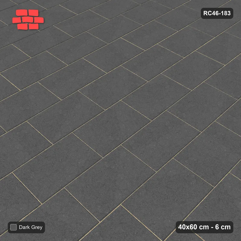 Interlock (Pasco) 40x60 cm · RC46-183 · Vertical Running Bond 1/3, Single Tone · Side view Interlock (Pasco) 40x60 cm · RC46-183 · Vertical Running Bond 1/3, Single Tone · Side view