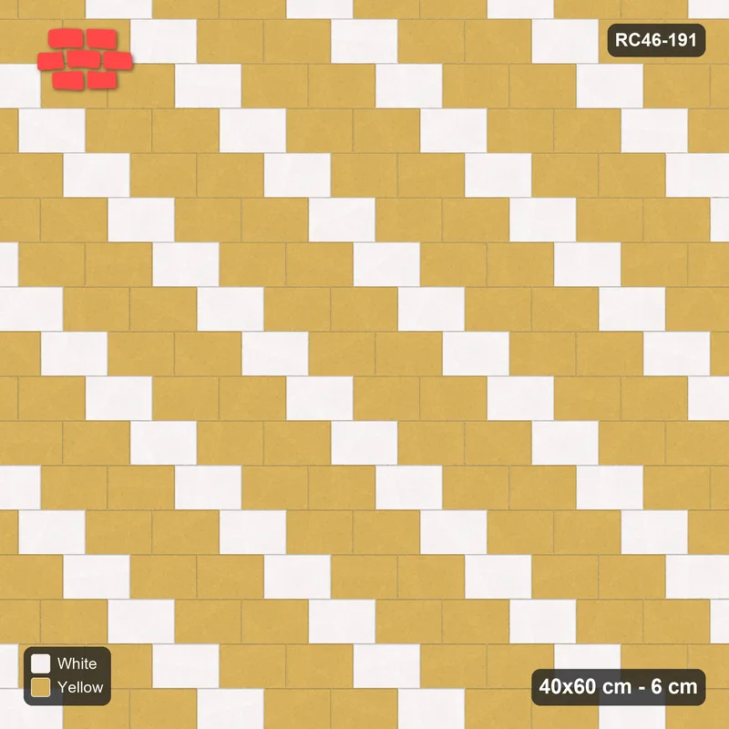 Interlock (Pasco) 40x60 cm · RC46-191 · Running Bond 1/3, Diagonal Stripes · Top view Interlock (Pasco) 40x60 cm · RC46-191 · Running Bond 1/3, Diagonal Stripes · Top view