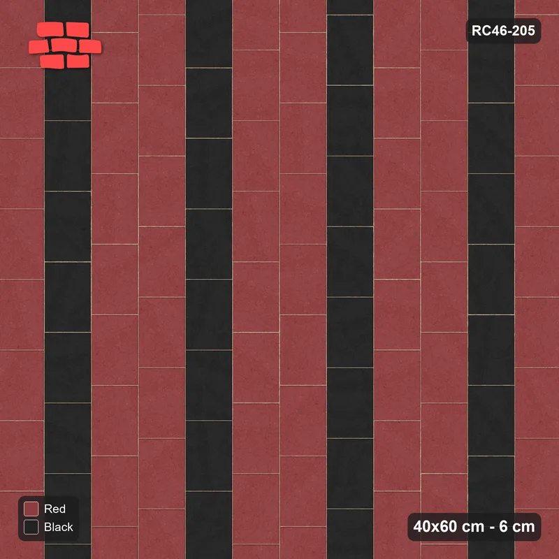 Interlock (Pasco) 40x60 cm · RC46-205 · Vertical Running Bond 1/4, Accent Course Every 3rd · Top view Interlock (Pasco) 40x60 cm · RC46-205 · Vertical Running Bond 1/4, Accent Course Every 3rd · Top view