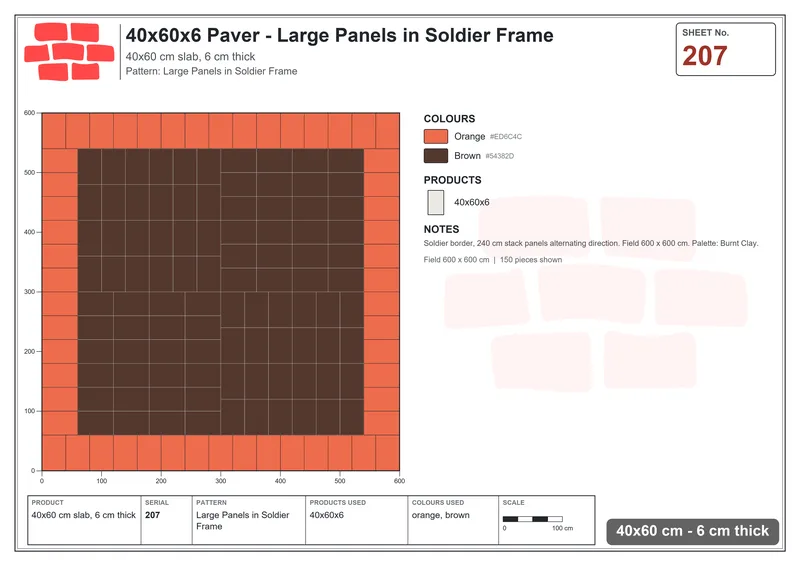 Interlock (Pasco) 40x60 cm · RC46-207 · Large Panels in Soldier Frame · Laying plan Interlock (Pasco) 40x60 cm · RC46-207 · Large Panels in Soldier Frame · Laying plan