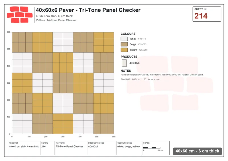 Interlock (Pasco) 40x60 cm · RC46-214 · Tri-Tone Panel Checker · Laying plan Interlock (Pasco) 40x60 cm · RC46-214 · Tri-Tone Panel Checker · Laying plan