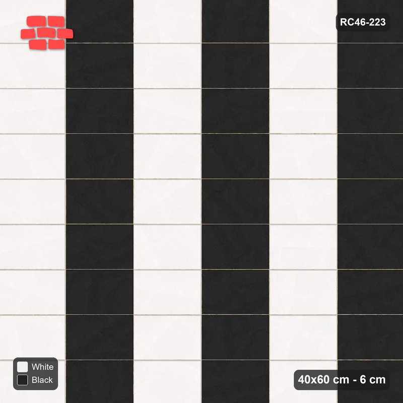 Interlock (Pasco) 40x60 cm · RC46-223 · Stack Bond, Column Stripes in 25F Kerb Frame · Top view Interlock (Pasco) 40x60 cm · RC46-223 · Stack Bond, Column Stripes in 25F Kerb Frame · Top view
