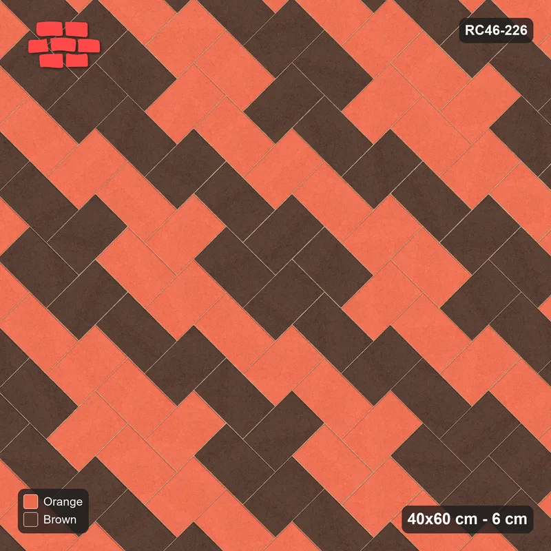 Interlock (Pasco) 40x60 cm · RC46-226 · Stepped Chevron (3:2), Diagonal Stripes · Top view Interlock (Pasco) 40x60 cm · RC46-226 · Stepped Chevron (3:2), Diagonal Stripes · Top view