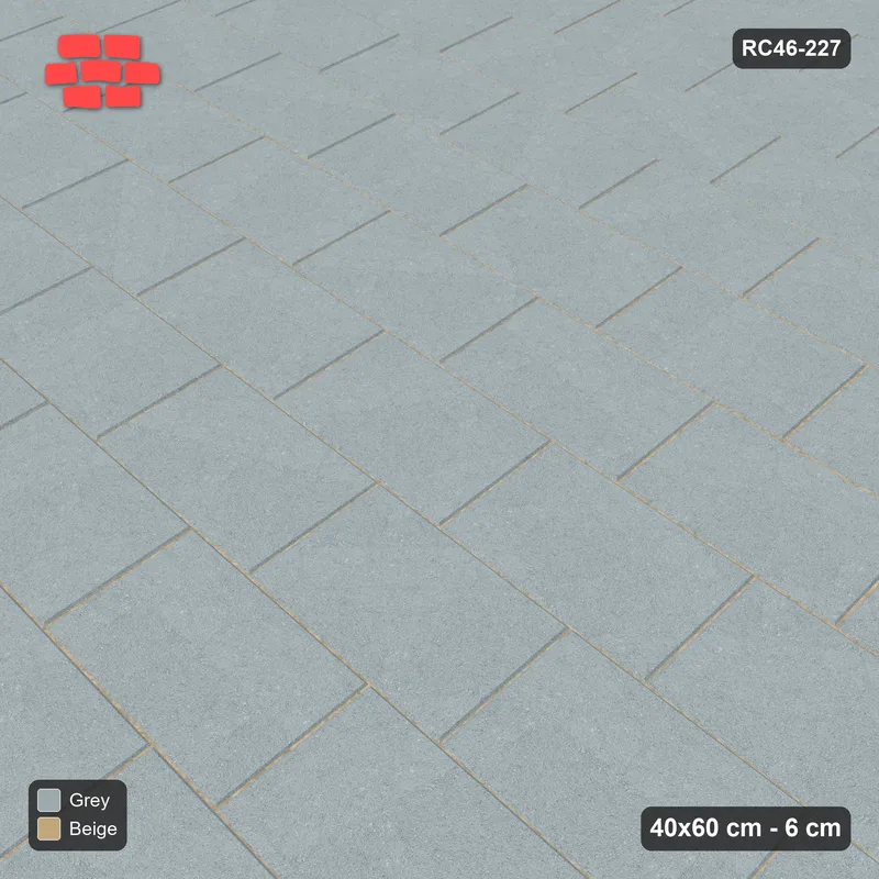 Interlock (Pasco) 40x60 cm · RC46-227 · Running Bond 1/3, Single Tone in 42H Kerb Frame · Side view Interlock (Pasco) 40x60 cm · RC46-227 · Running Bond 1/3, Single Tone in 42H Kerb Frame · Side view