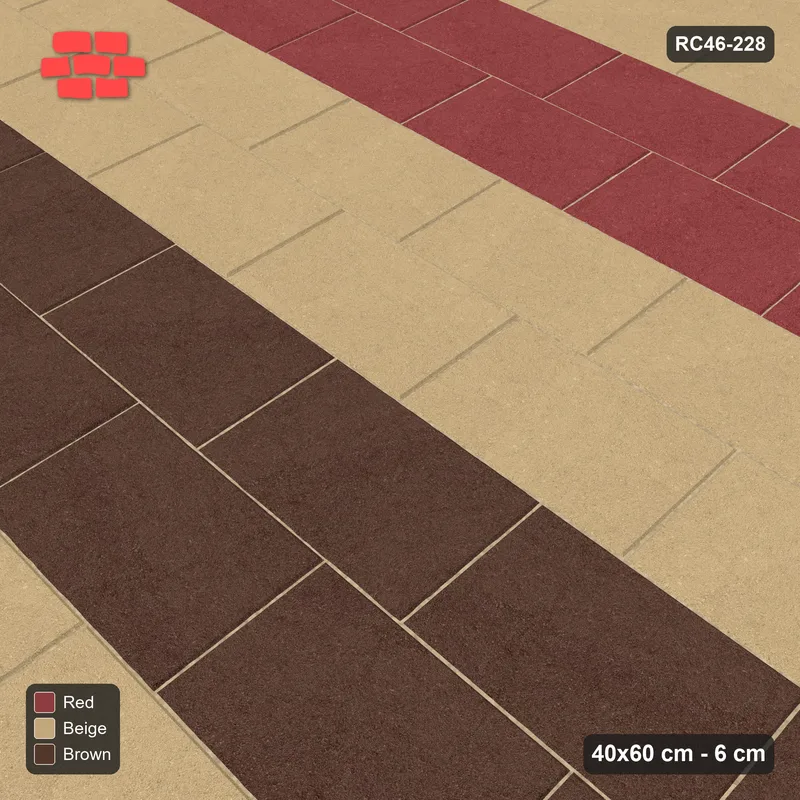 Interlock (Pasco) 40x60 cm · RC46-228 · Running Bond 1/3, Three-Tone Course Pairs · Side view Interlock (Pasco) 40x60 cm · RC46-228 · Running Bond 1/3, Three-Tone Course Pairs · Side view