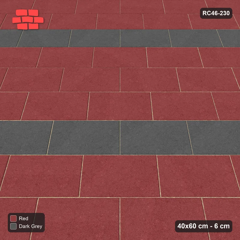 Interlock (Pasco) 40x60 cm · RC46-230 · Diagonal Running Bond, Accent Course Every 4th · Side view Interlock (Pasco) 40x60 cm · RC46-230 · Diagonal Running Bond, Accent Course Every 4th · Side view
