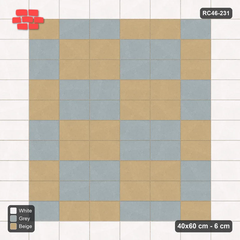 Interlock (Pasco) 40x60 cm · RC46-231 · Stack Bond, Checker with Edge Course · Top view Interlock (Pasco) 40x60 cm · RC46-231 · Stack Bond, Checker with Edge Course · Top view