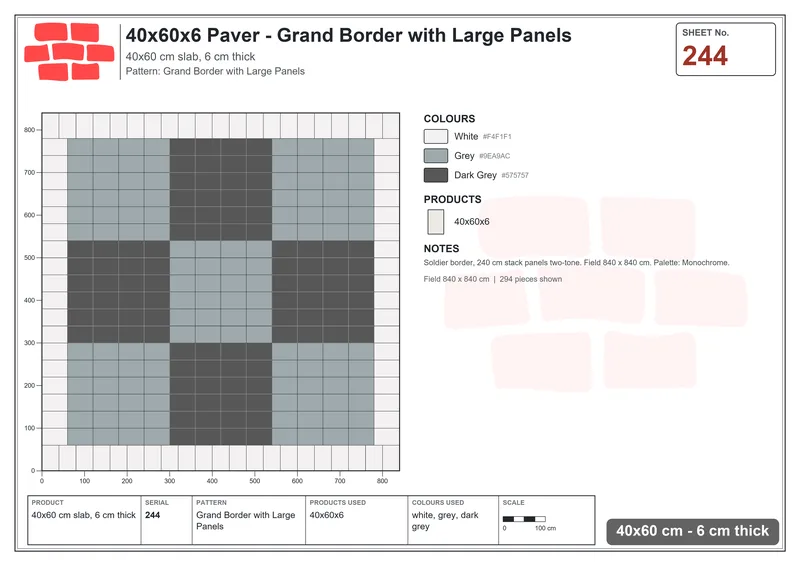 Interlock (Pasco) 40x60 cm · RC46-244 · Grand Border with Large Panels · Laying plan Interlock (Pasco) 40x60 cm · RC46-244 · Grand Border with Large Panels · Laying plan