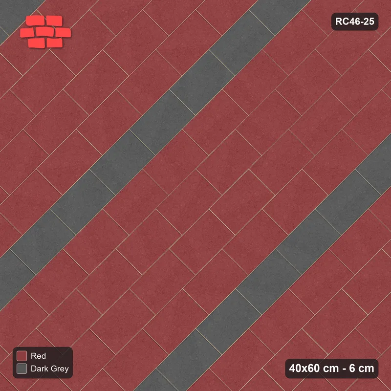 Interlock (Pasco) 40x60 cm · RC46-25 · Third-bond 45 degrees with diagonal stripes · Top view Interlock (Pasco) 40x60 cm · RC46-25 · Third-bond 45 degrees with diagonal stripes · Top view