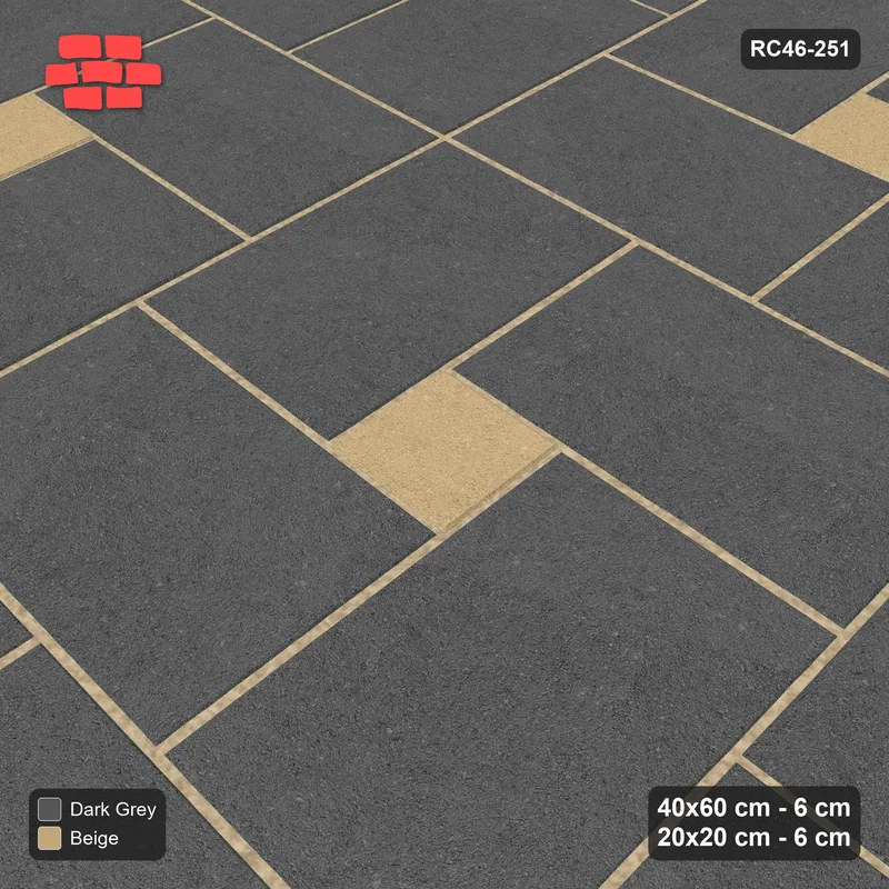 Interlock (Pasco) 40x60 cm · RC46-251 · Pinwheel CW, 20x20 Centres, Solid Planks - Stone & Earth · Side view Interlock (Pasco) 40x60 cm · RC46-251 · Pinwheel CW, 20x20 Centres, Solid Planks - Stone & Earth · Side view