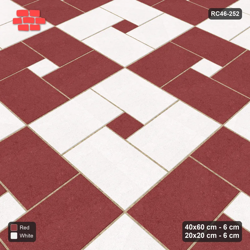 Interlock (Pasco) 40x60 cm · RC46-252 · Pinwheel ACW, Module Chequer - Burgundy & Ivory · Side view Interlock (Pasco) 40x60 cm · RC46-252 · Pinwheel ACW, Module Chequer - Burgundy & Ivory · Side view
