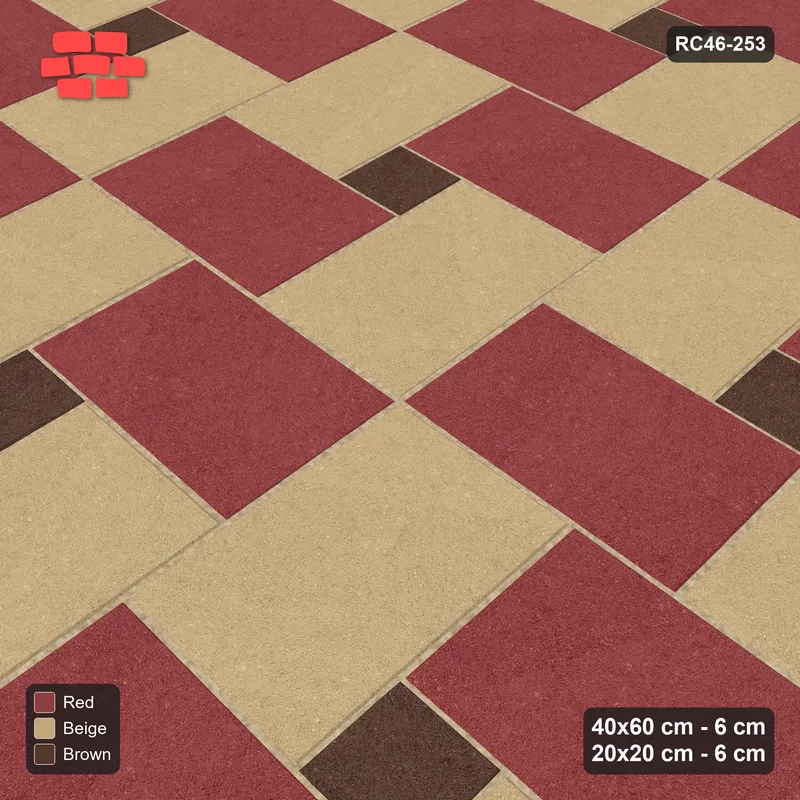 Interlock (Pasco) 40x60 cm · RC46-253 · Pinwheel CW, 20x20 Centres, H/V Planks - Tuscany · Side view Interlock (Pasco) 40x60 cm · RC46-253 · Pinwheel CW, 20x20 Centres, H/V Planks - Tuscany · Side view
