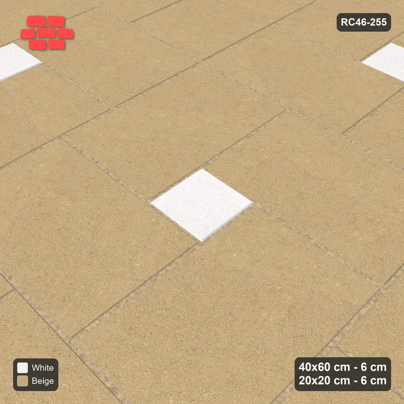 Interlock (Pasco) 40x60 cm · RC46-255 · Pinwheel CW, 20x20 Centres, Solid Planks - Ivory & Sand · Side view Interlock (Pasco) 40x60 cm · RC46-255 · Pinwheel CW, 20x20 Centres, Solid Planks - Ivory & Sand · Side view