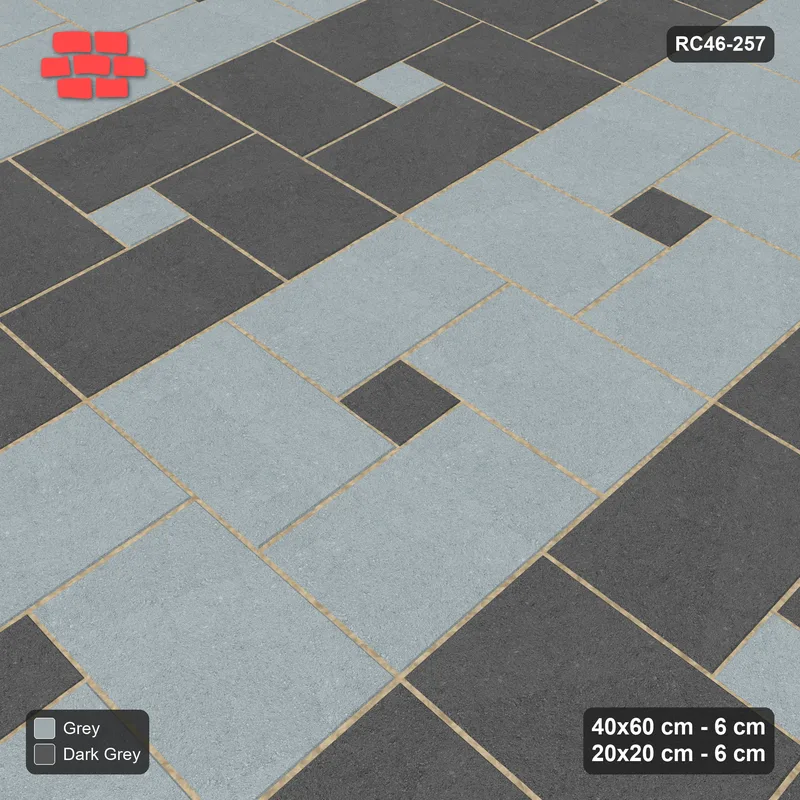 Interlock (Pasco) 40x60 cm · RC46-257 · Pinwheel CW, 20x20 Centres, Column Bands - Charcoal Edge · Side view Interlock (Pasco) 40x60 cm · RC46-257 · Pinwheel CW, 20x20 Centres, Column Bands - Charcoal Edge · Side view