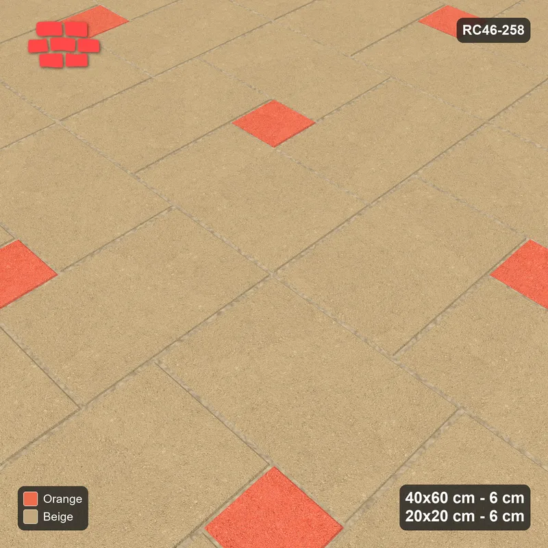 Interlock (Pasco) 40x60 cm · RC46-258 · Pinwheel ACW, 20x20 Centre, Solid Planks + Kerb - Clay Court · Side view Interlock (Pasco) 40x60 cm · RC46-258 · Pinwheel ACW, 20x20 Centre, Solid Planks + Kerb - Clay Court · Side view
