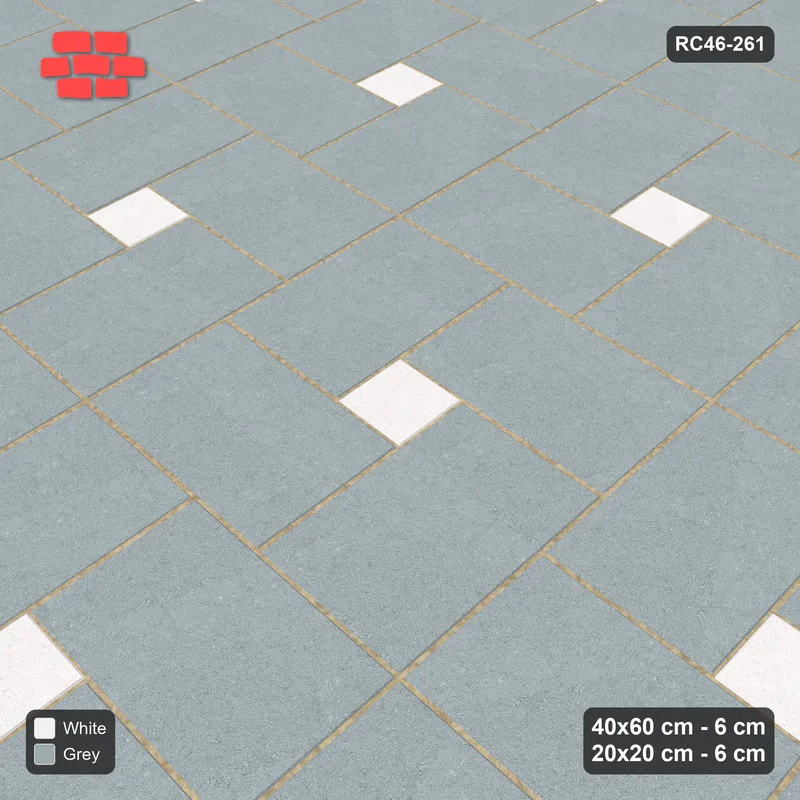Interlock (Pasco) 40x60 cm · RC46-261 · Pinwheel CW, 20x20 Centres, Solid Planks - Salt & Pepper · Side view Interlock (Pasco) 40x60 cm · RC46-261 · Pinwheel CW, 20x20 Centres, Solid Planks - Salt & Pepper · Side view