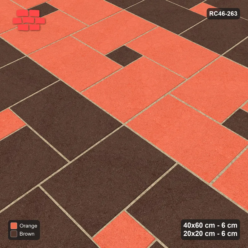 Interlock (Pasco) 40x60 cm · RC46-263 · Pinwheel CW, 20x20 Centres, Row Bands - Burnt Clay · Side view Interlock (Pasco) 40x60 cm · RC46-263 · Pinwheel CW, 20x20 Centres, Row Bands - Burnt Clay · Side view