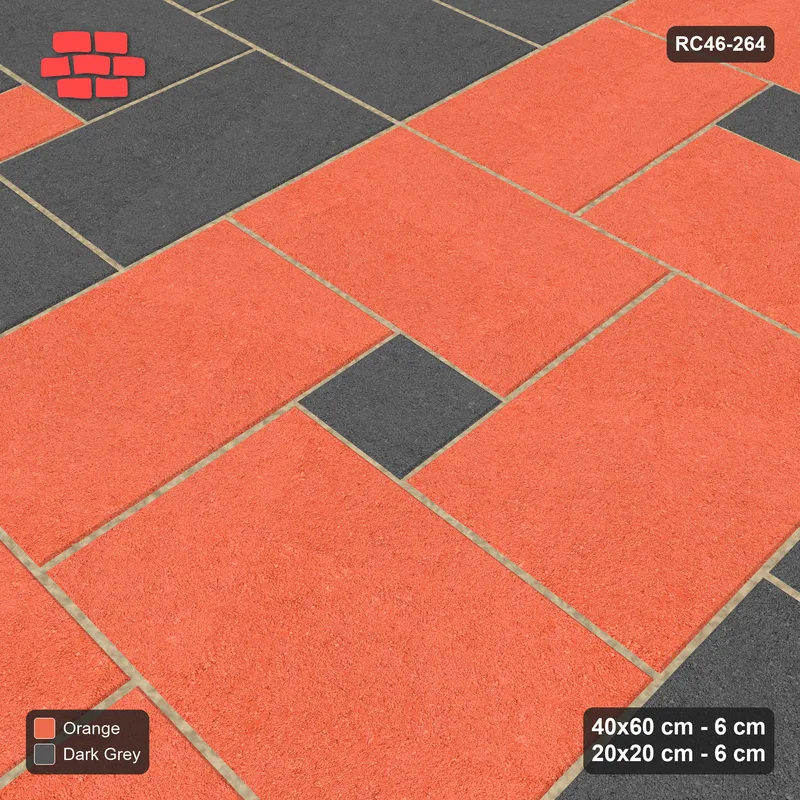 Interlock (Pasco) 40x60 cm · RC46-264 · Pinwheel ACW, 20x20 Centres, Column Bands + Kerb - Ember · Side view Interlock (Pasco) 40x60 cm · RC46-264 · Pinwheel ACW, 20x20 Centres, Column Bands + Kerb - Ember · Side view