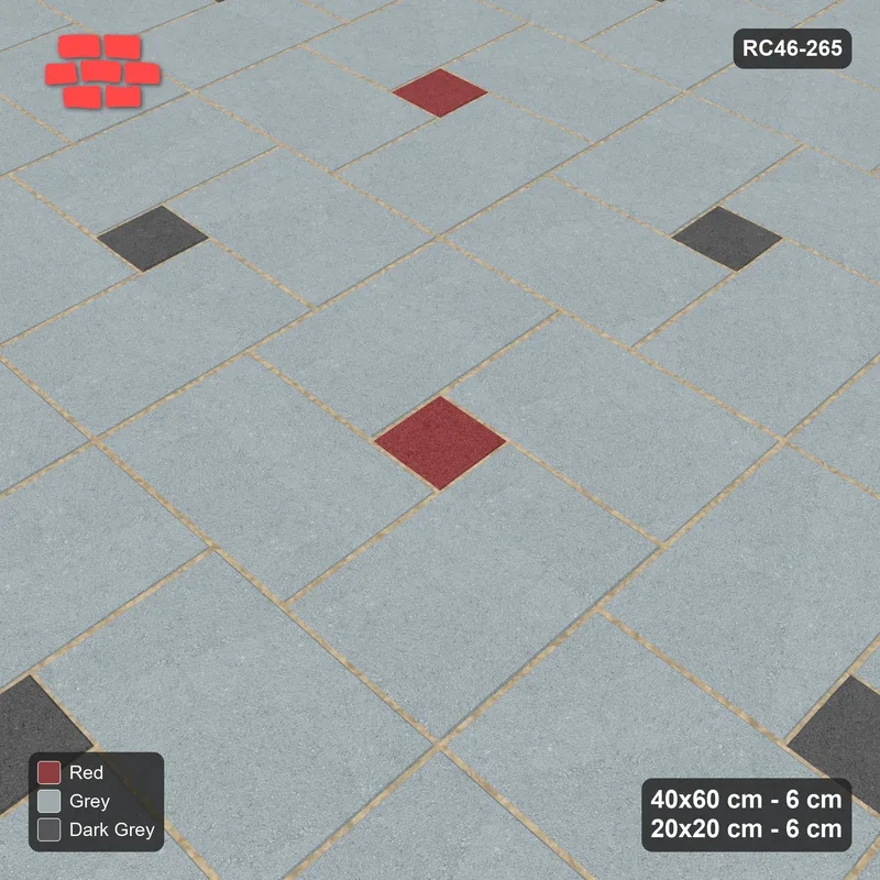 Interlock (Pasco) 40x60 cm · RC46-265 · Pinwheel CW, Solid Planks, Two-Tone Centres - Urban Brick · Side view Interlock (Pasco) 40x60 cm · RC46-265 · Pinwheel CW, Solid Planks, Two-Tone Centres - Urban Brick · Side view