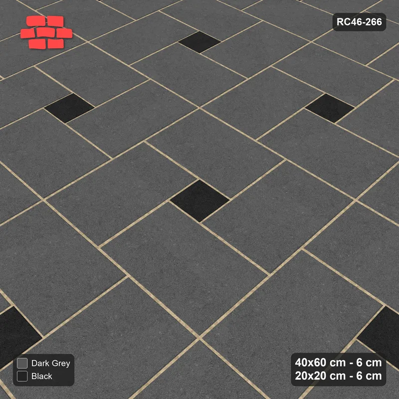 Interlock (Pasco) 40x60 cm · RC46-266 · Pinwheel ACW, 20x20 Centres, Solid Planks + Kerb - Night Sky · Side view Interlock (Pasco) 40x60 cm · RC46-266 · Pinwheel ACW, 20x20 Centres, Solid Planks + Kerb - Night Sky · Side view