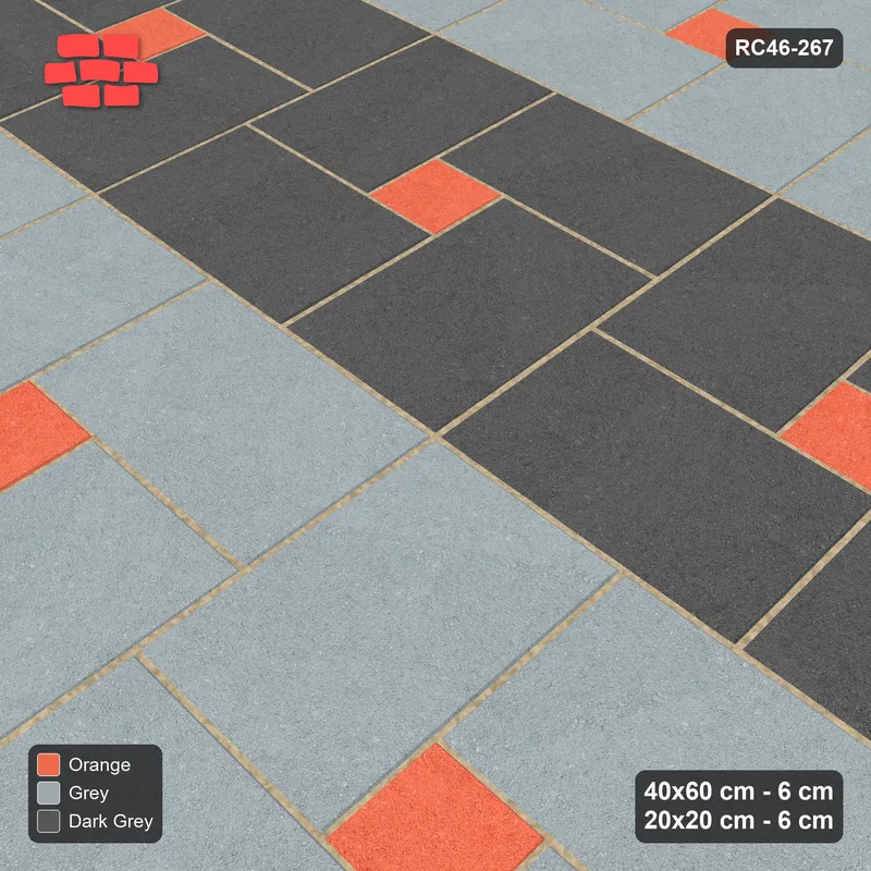 Interlock (Pasco) 40x60 cm · RC46-267 · Pinwheel CW, 20x20 Centres, Row Bands - Sunset Slate · Side view Interlock (Pasco) 40x60 cm · RC46-267 · Pinwheel CW, 20x20 Centres, Row Bands - Sunset Slate · Side view