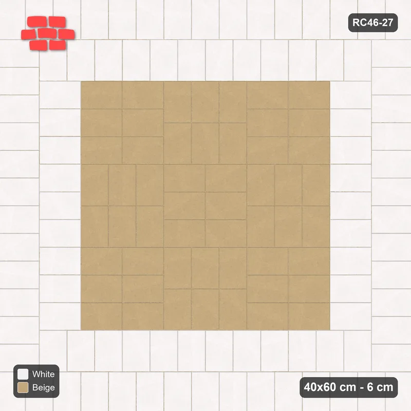 Interlock (Pasco) 40x60 cm · RC46-27 · Double soldier border around basketweave · Top view Interlock (Pasco) 40x60 cm · RC46-27 · Double soldier border around basketweave · Top view