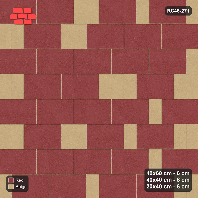 Interlock (Pasco) 40x60 cm · RC46-271 · Roman 40 Course Mix, By Length - Terracotta · Top view Interlock (Pasco) 40x60 cm · RC46-271 · Roman 40 Course Mix, By Length - Terracotta · Top view