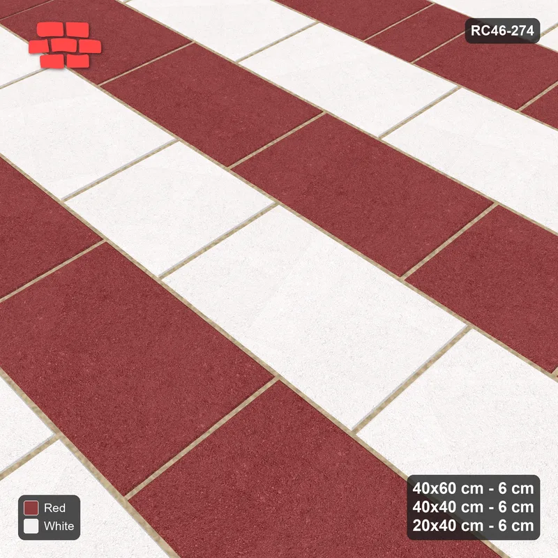 Interlock (Pasco) 40x60 cm · RC46-274 · Roman 40 Course Mix, Course Bands - Burgundy & Ivory · Side view Interlock (Pasco) 40x60 cm · RC46-274 · Roman 40 Course Mix, Course Bands - Burgundy & Ivory · Side view