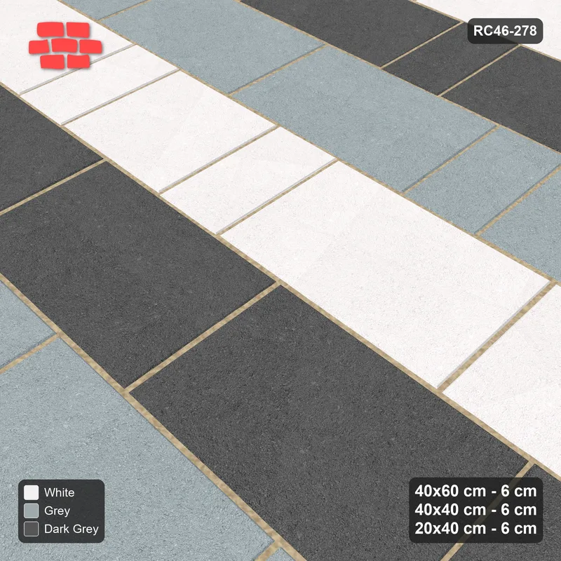 Interlock (Pasco) 40x60 cm · RC46-278 · Roman 40 Course Mix, Three-Course Bands - Monochrome · Side view Interlock (Pasco) 40x60 cm · RC46-278 · Roman 40 Course Mix, Three-Course Bands - Monochrome · Side view