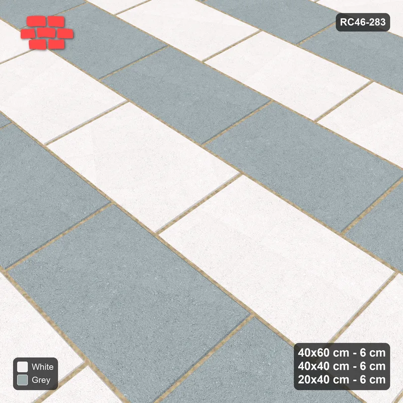 Interlock (Pasco) 40x60 cm · RC46-283 · Roman 40 Course Mix, Course Bands - Salt & Pepper · Side view Interlock (Pasco) 40x60 cm · RC46-283 · Roman 40 Course Mix, Course Bands - Salt & Pepper · Side view