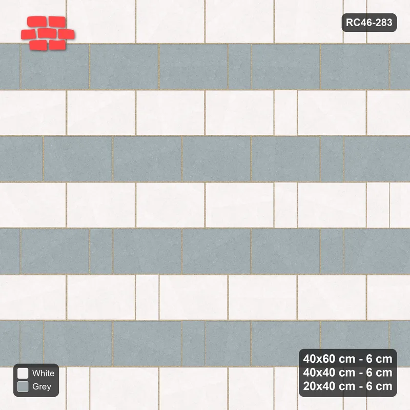 Interlock (Pasco) 40x60 cm · RC46-283 · Roman 40 Course Mix, Course Bands - Salt & Pepper · Top view Interlock (Pasco) 40x60 cm · RC46-283 · Roman 40 Course Mix, Course Bands - Salt & Pepper · Top view
