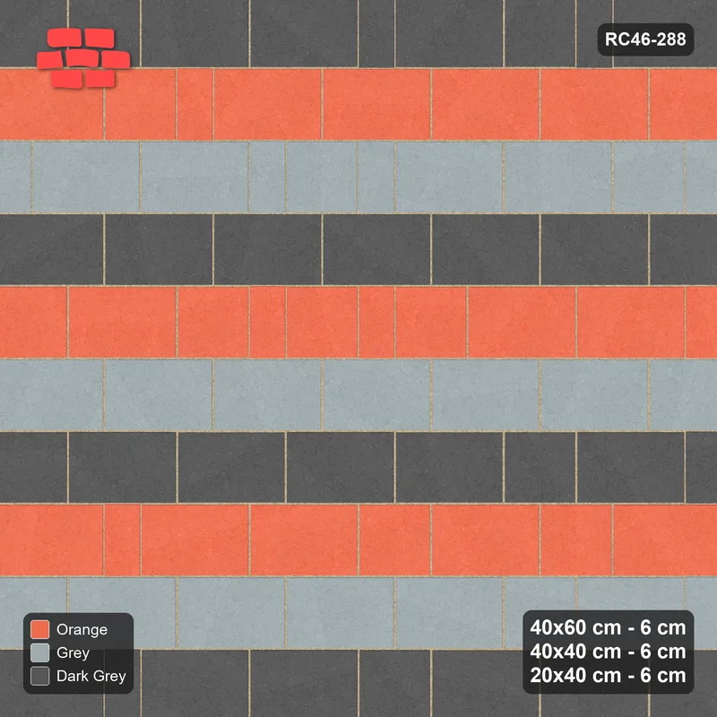Interlock (Pasco) 40x60 cm · RC46-288 · Roman 40 Course Mix, Three-Course Bands - Sunset Slate · Top view Interlock (Pasco) 40x60 cm · RC46-288 · Roman 40 Course Mix, Three-Course Bands - Sunset Slate · Top view