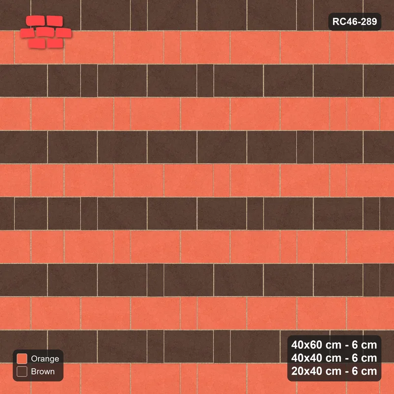 Interlock (Pasco) 40x60 cm · RC46-289 · Roman 40 Course Mix, Course Bands - Burnt Clay · Top view Interlock (Pasco) 40x60 cm · RC46-289 · Roman 40 Course Mix, Course Bands - Burnt Clay · Top view
