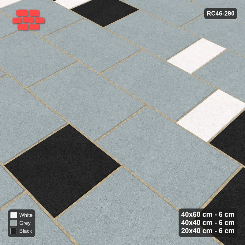 Interlock (Pasco) 40x60 cm · RC46-290 · Roman 40 Course Mix, By Length - Tuxedo · Side view Interlock (Pasco) 40x60 cm · RC46-290 · Roman 40 Course Mix, By Length - Tuxedo · Side view