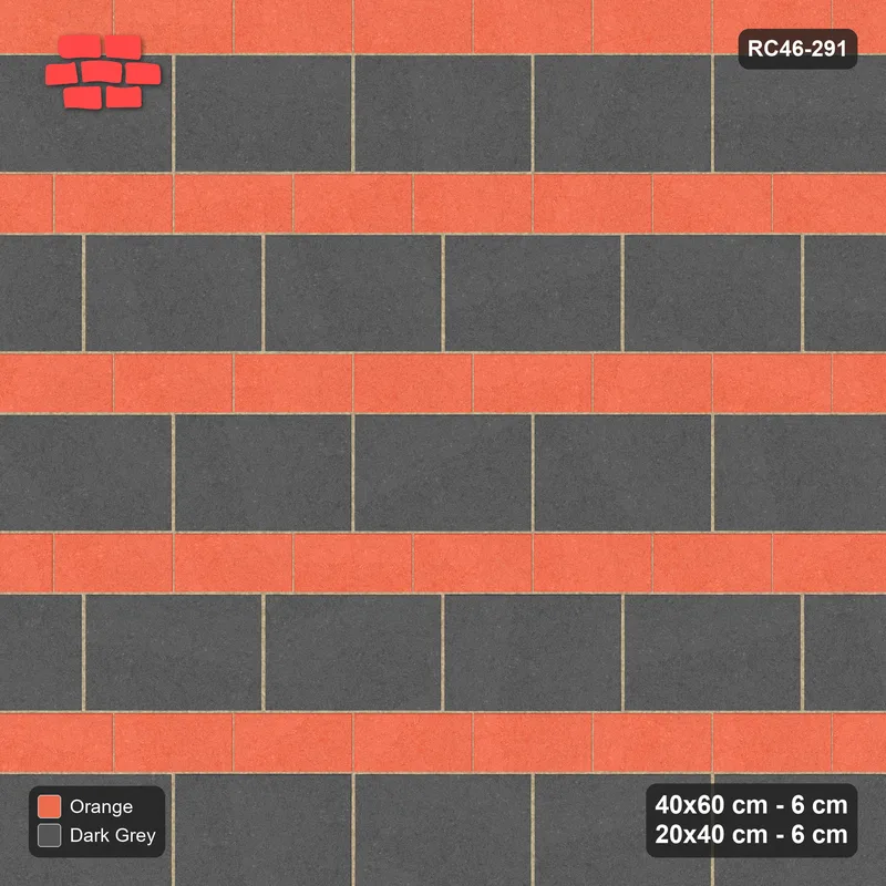 Interlock (Pasco) 40x60 cm · RC46-291 · Course Stripes 40+20 1+1, By Product - Ember · Top view Interlock (Pasco) 40x60 cm · RC46-291 · Course Stripes 40+20 1+1, By Product - Ember · Top view